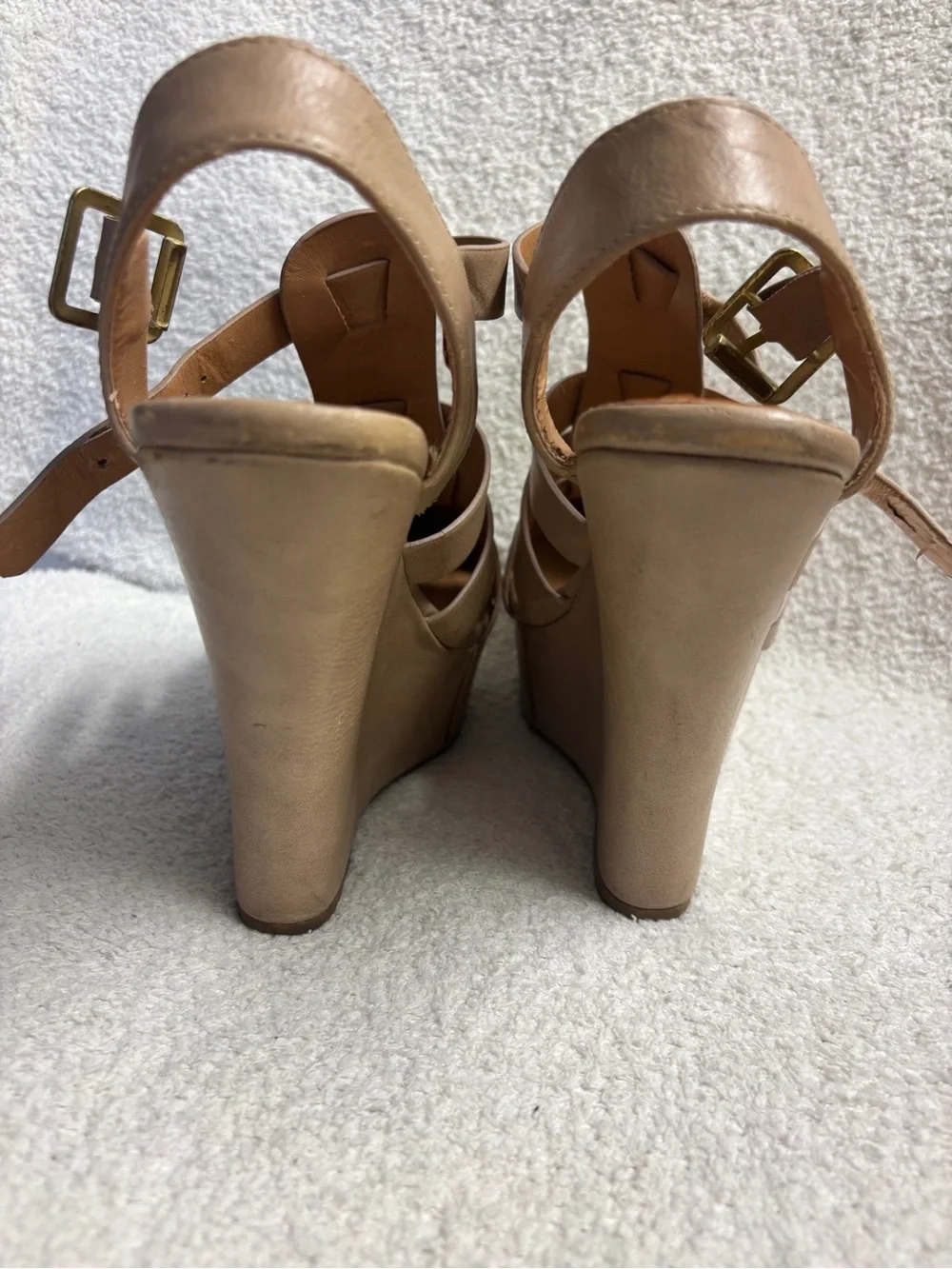 Deb Y2K Tan Strappy Platform Heels size 7
